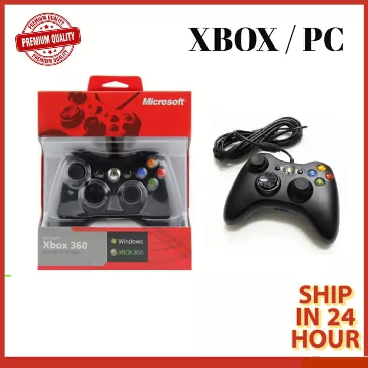 XBOX 360 Dual Shock Wired Controller โ Black