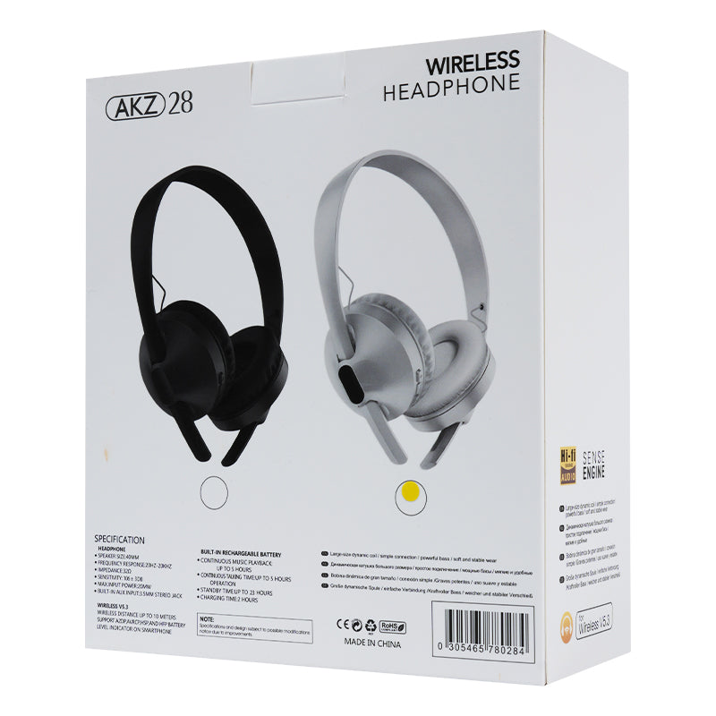 BT Headphone AKZ28 – Wireless Bluetooth Headphones with HD Sound & Stylish Design