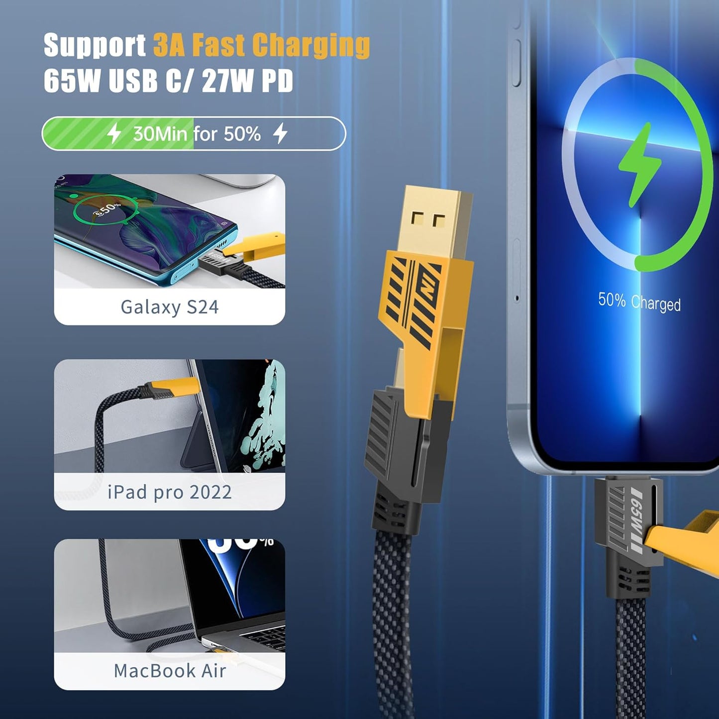 4IN1 PD27W Max Charging Cable Loose – Fast & Multi-Device Charging