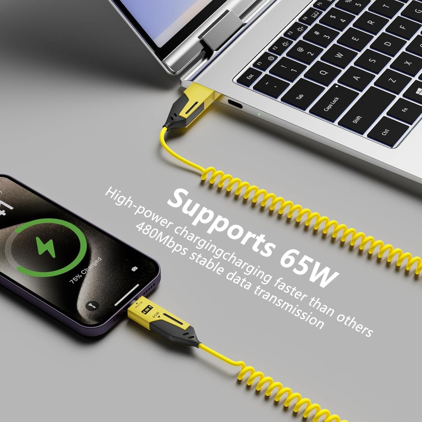 4IN1 27W / 65W Spring Charging Cable – Fast & Universal Multi-Device Charging