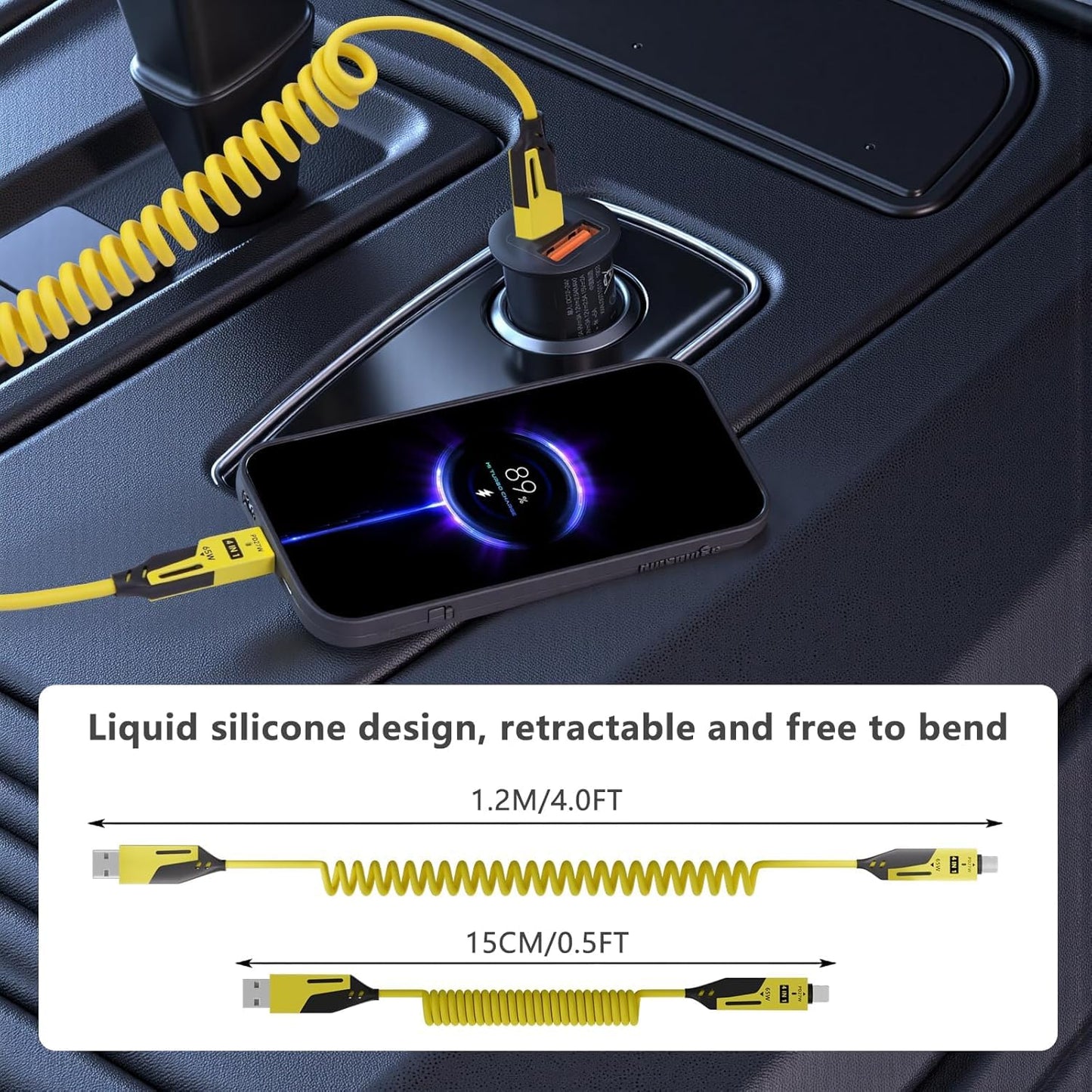 4IN1 27W / 65W Spring Charging Cable – Fast & Universal Multi-Device Charging