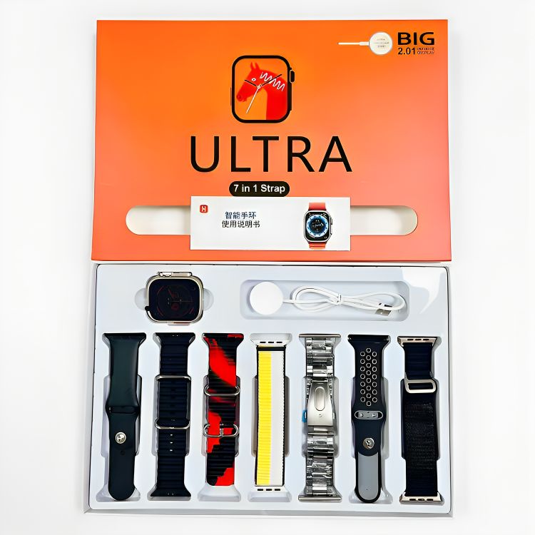 Smart Watch 7in1 with Premium Metal Strap – All-in-One Combo