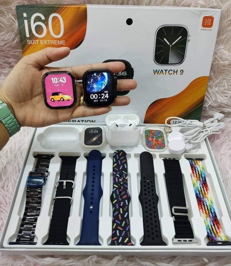 Smart Watch I60 Suit Extreme – 2 Smart Watches + Wireless Earbuds (AirPods Combo Set)