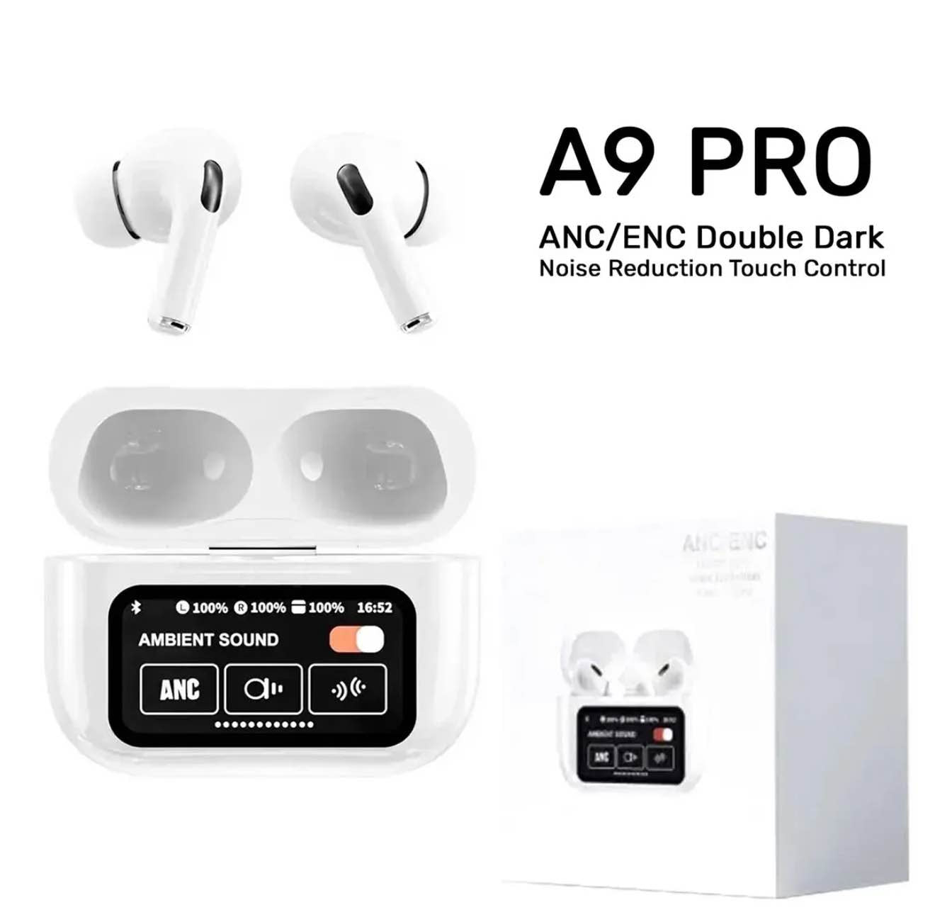 AirPods A9 Pro ANC – Wireless Earbuds with Active Noise Cancellation (White)