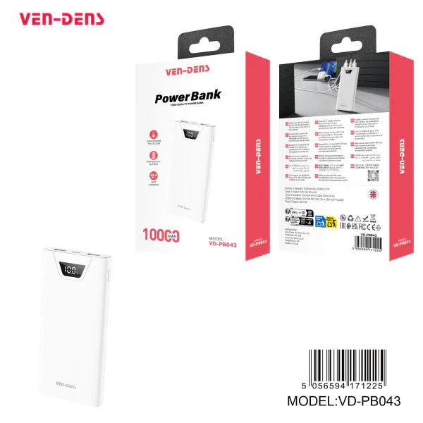 PB Vendens VDPB043 10000mAh Power Bank – Compact Fast Charging Portable Charger