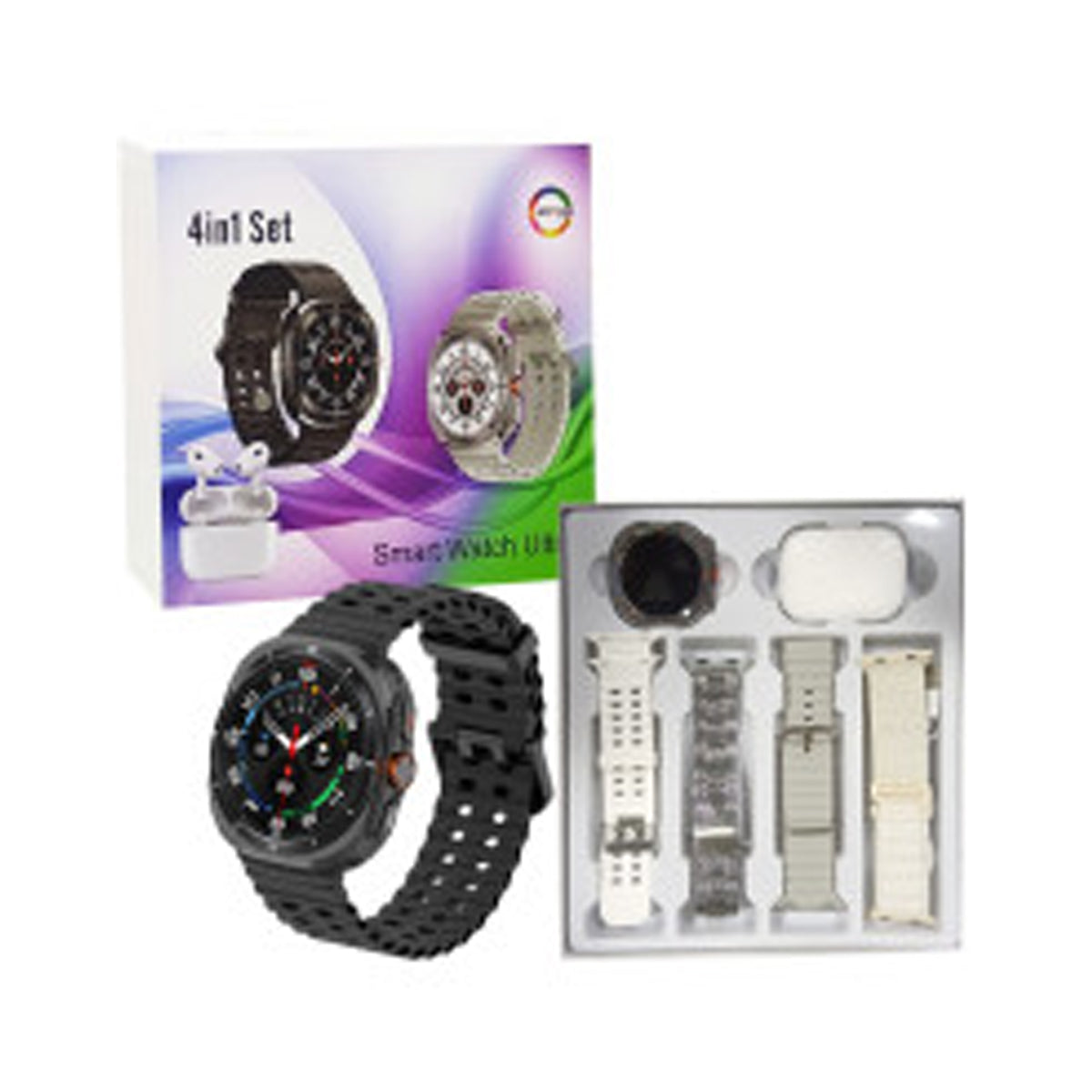 Smart Watch 4 in 1 Set with Earbuds – Complete Fitness & Lifestyle Combo