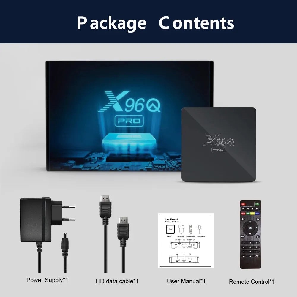 Multimedia Box X96Q Pro Original – Smart 4K Entertainment with Voice Remote
