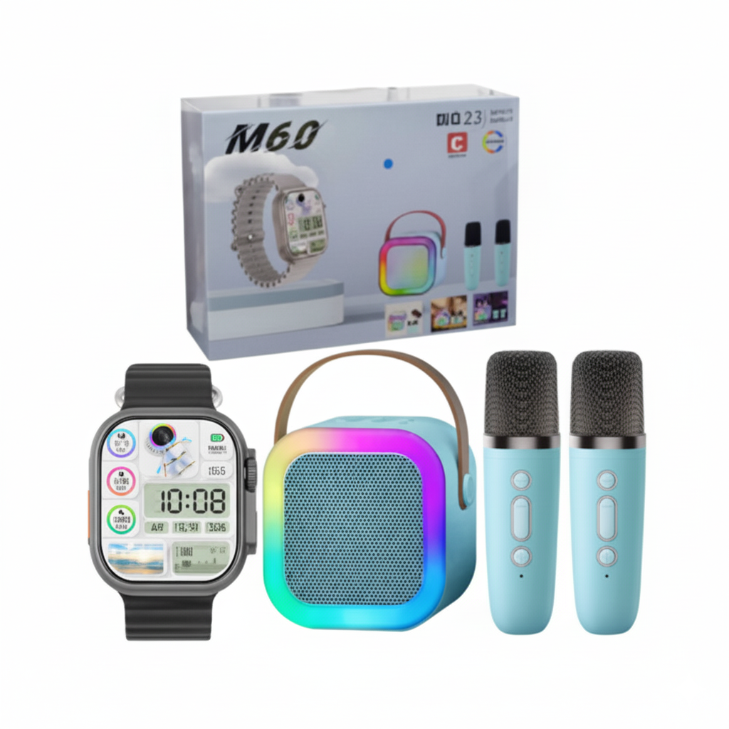 Smart Watch M60 with K12 Bluetooth Speaker – Fitness Tracker Combo Set