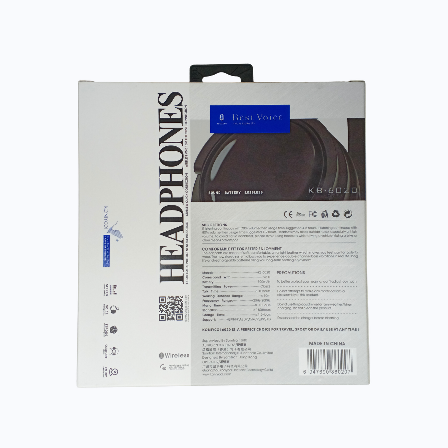 KONIYCOI KB6020 – Wireless Bluetooth Headphones with HD Sound & Long Battery