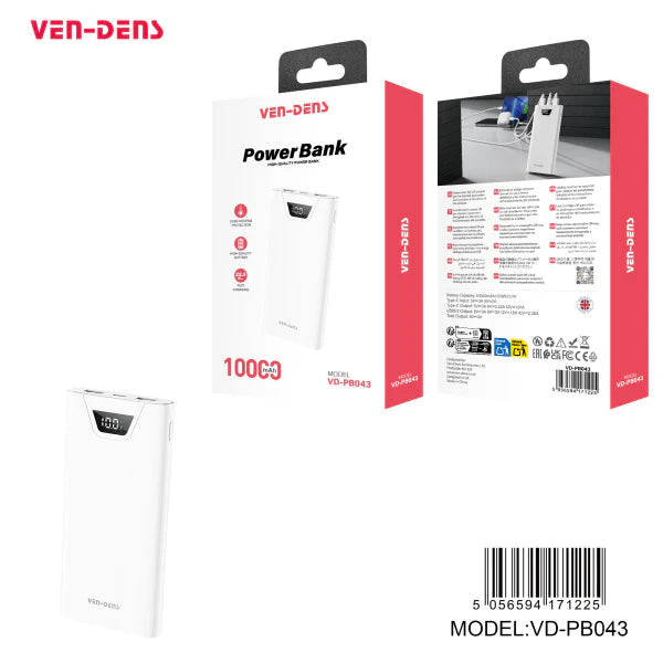 PB Vendens VDPB045 10000mAh Power Bank – Fast Charging Portable Battery