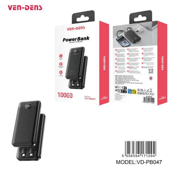 PB Vendens VDPB047 10000mAh Power Bank – Fast Charging Portable Charger