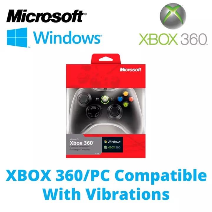 XBOX 360 Dual Shock Wired Controller – Black