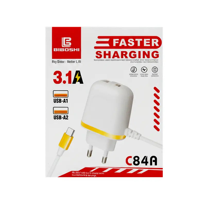 Biboshi 3.1A Type-C Fast Charger – Model C84A